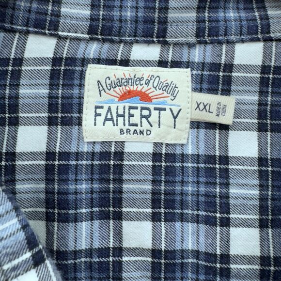 Faherty Mens Plaid Long Sleeve Button Up Shirt Size XXL Blue Lightweight Preppy - Picture 4 of 9